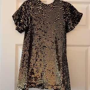 Zara Black and Gold Sequin Gurls Dress Size 6